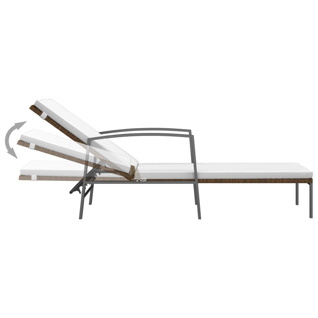 Ligbedden 2 st met tafel poly rattan bruin is nu te koop bij PeponiXL, paradijselijk wonen!