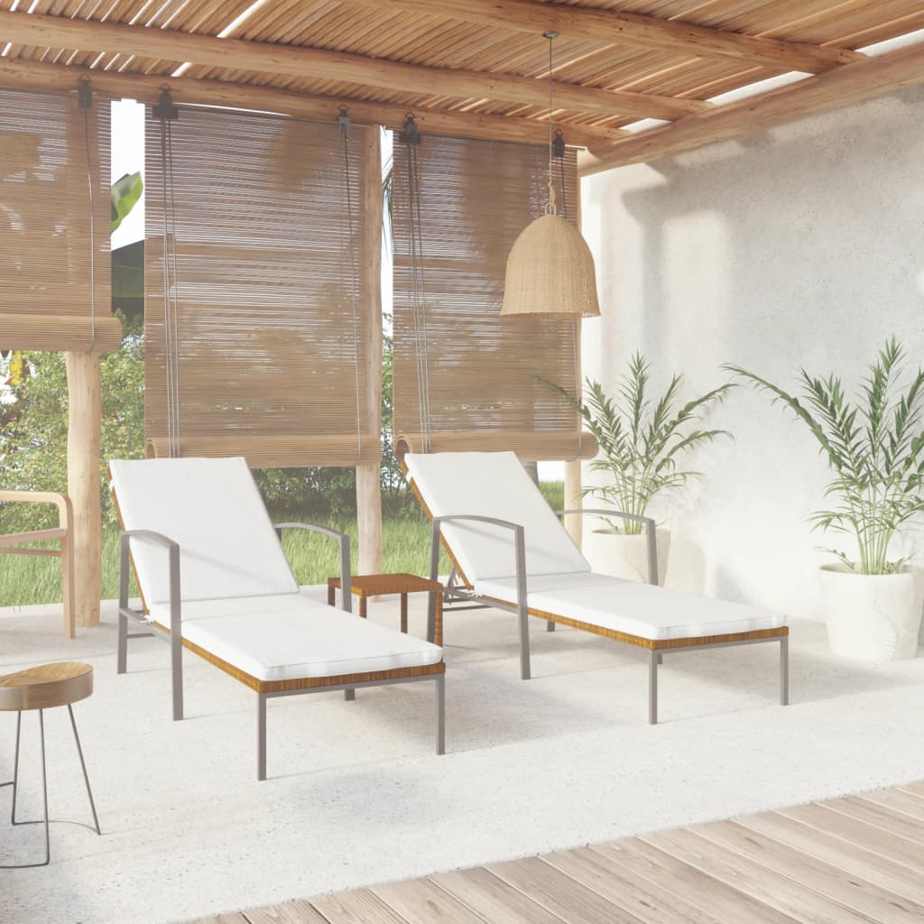 Ligbedden 2 st met tafel poly rattan bruin is nu te koop bij PeponiXL, paradijselijk wonen!