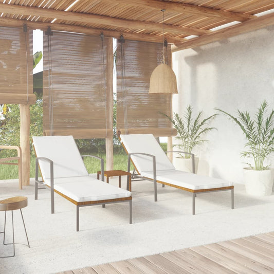 Ligbedden 2 st met tafel poly rattan bruin is nu te koop bij PeponiXL, paradijselijk wonen!