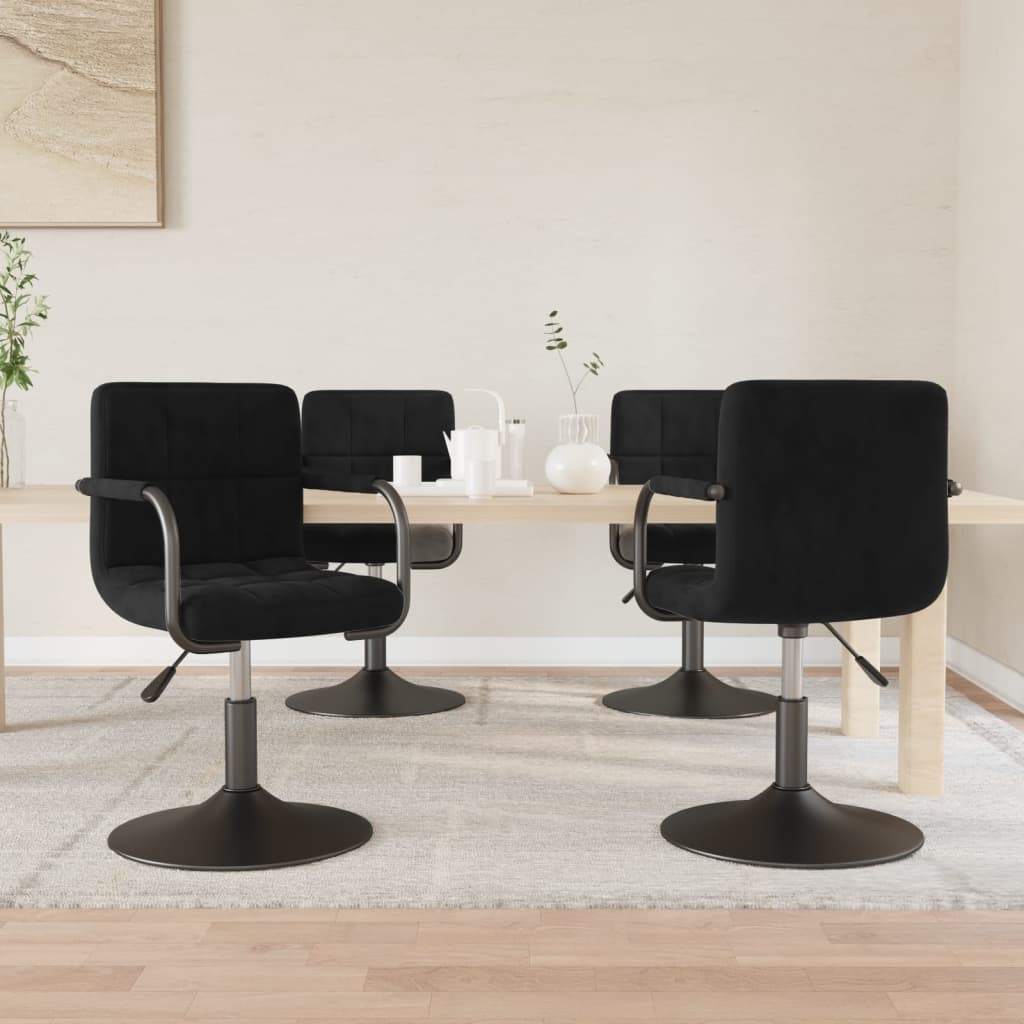 Eetkamerstoelen draaibaar 4 st fluweel zwart is nu te koop bij PeponiXL, paradijselijk wonen!