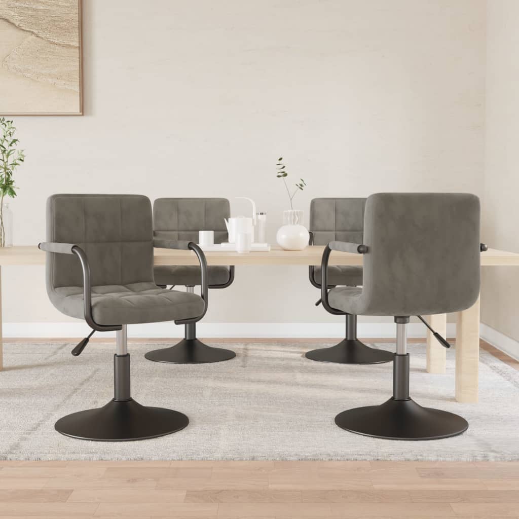 Eetkamerstoelen draaibaar 4 st fluweel lichtgrijs is nu te koop bij PeponiXL, paradijselijk wonen!