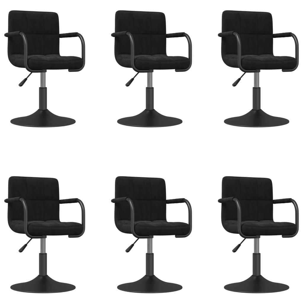 Eetkamerstoelen 6 st draaibaar fluweel zwart is nu te koop bij PeponiXL, paradijselijk wonen!