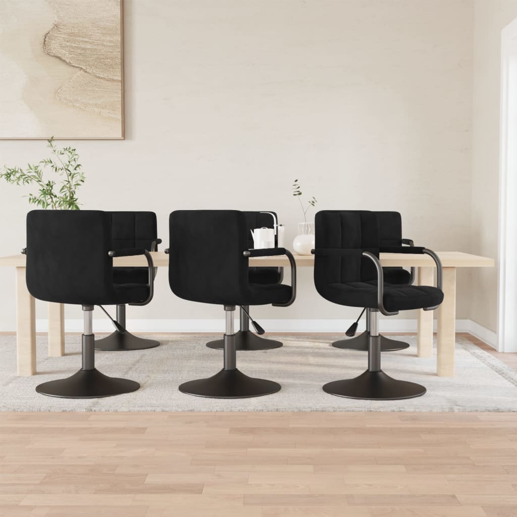 Eetkamerstoelen 6 st draaibaar fluweel zwart is nu te koop bij PeponiXL, paradijselijk wonen!