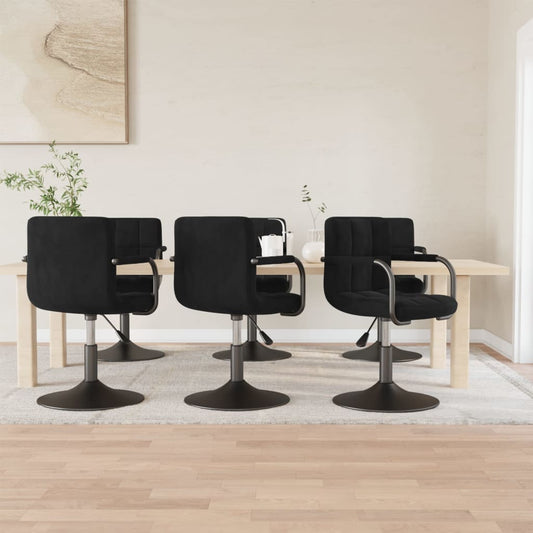 Eetkamerstoelen 6 st draaibaar fluweel zwart is nu te koop bij PeponiXL, paradijselijk wonen!