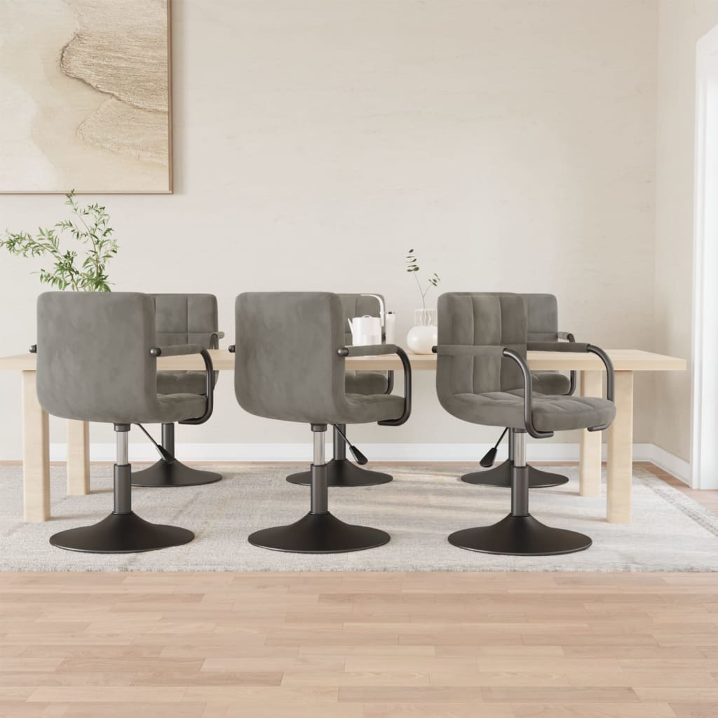 Eetkamerstoelen draaibaar 6 st fluweel lichtgrijs is nu te koop bij PeponiXL, paradijselijk wonen!