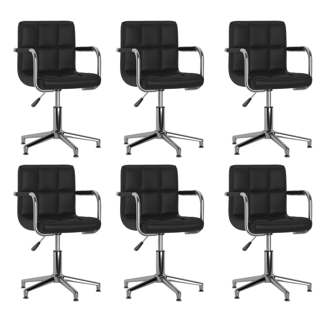 Eetkamerstoelen draaibaar 6 st kunstleer zwart is nu te koop bij PeponiXL, paradijselijk wonen!