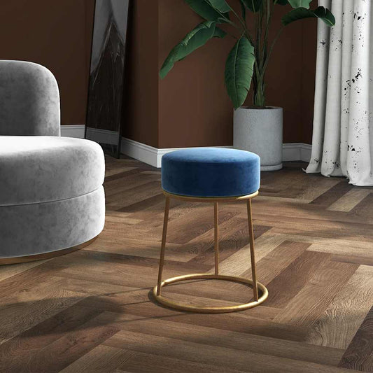 Hocker rond fluweel blauw is nu te koop bij PeponiXL, paradijselijk wonen!