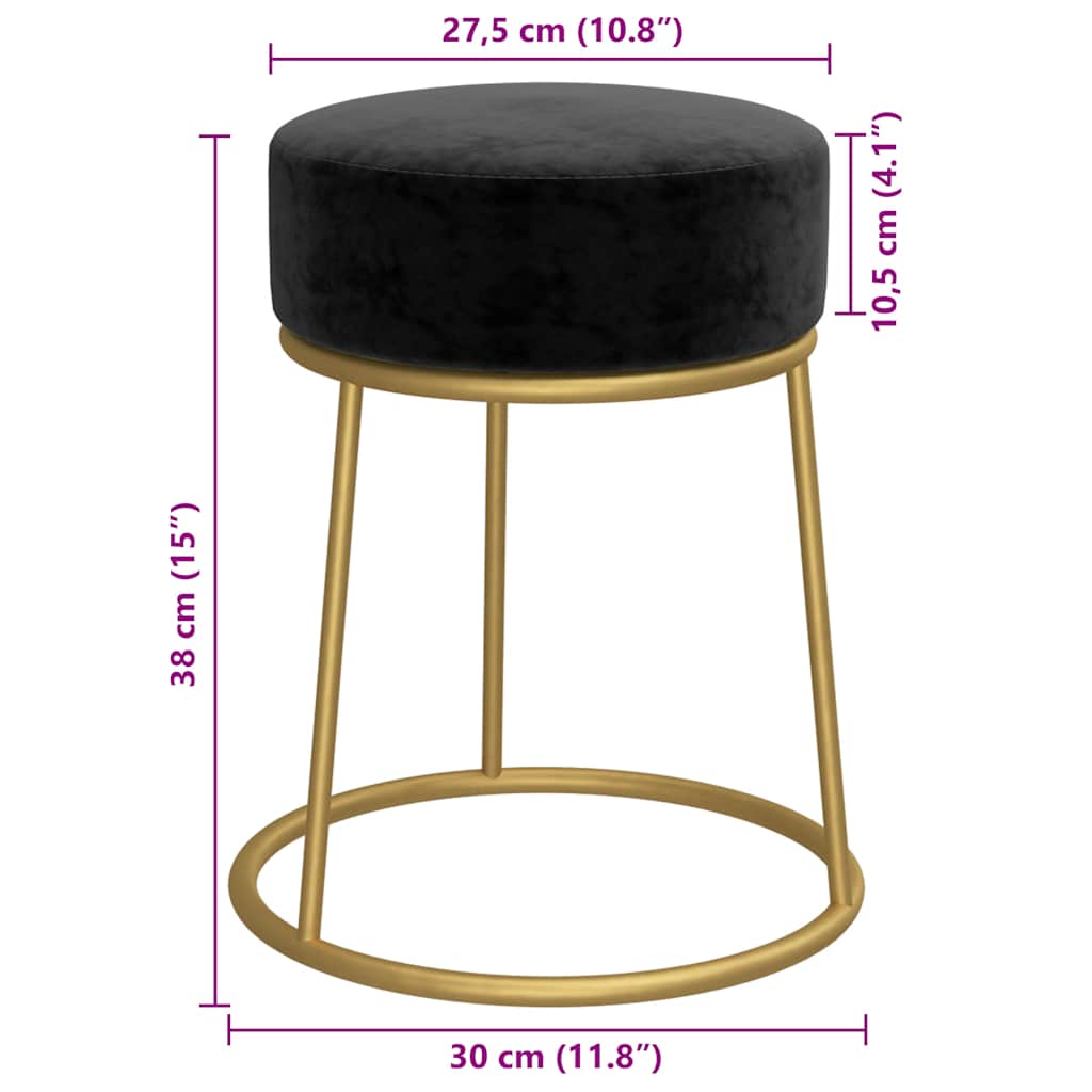 Hocker rond fluweel zwart is nu te koop bij PeponiXL, paradijselijk wonen!