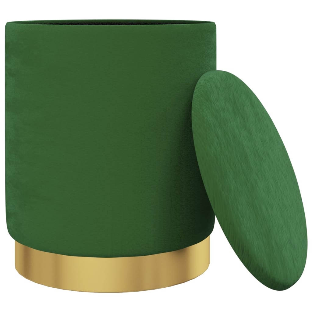 Hocker met opbergruimte rond fluweel 31 x 37 cm groen is nu te koop bij PeponiXL, paradijselijk wonen!