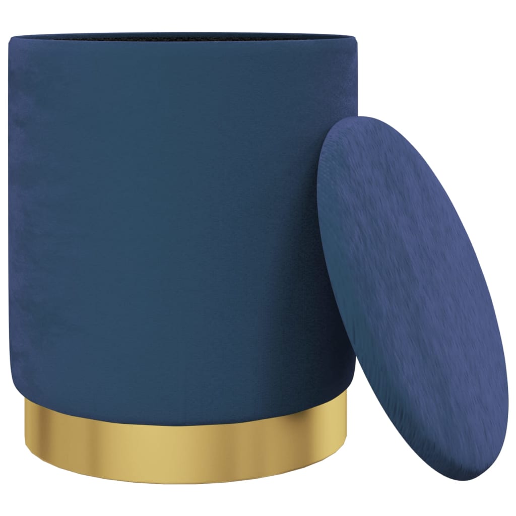 Hocker met opbergruimte rond fluweel 31 x 37 cm blauw is nu te koop bij PeponiXL, paradijselijk wonen!