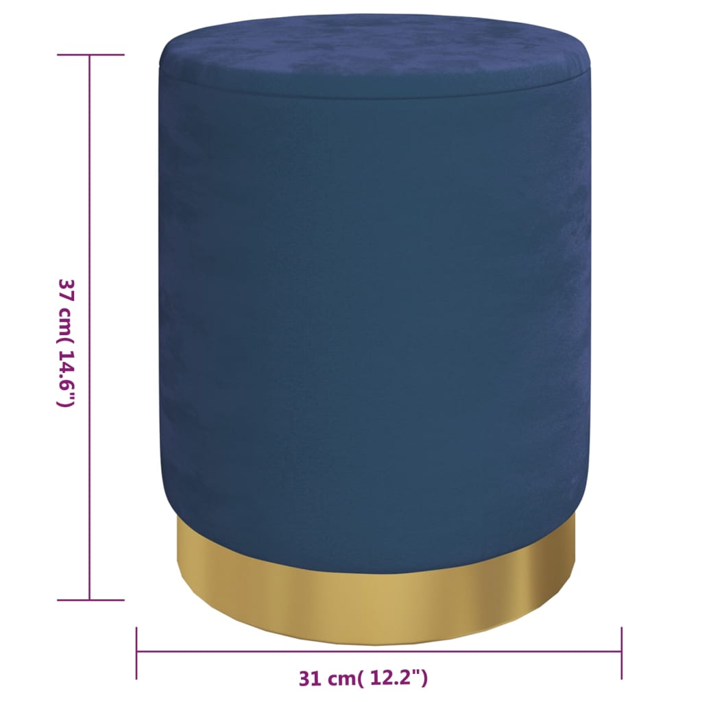 Hocker met opbergruimte rond fluweel 31 x 37 cm blauw is nu te koop bij PeponiXL, paradijselijk wonen!