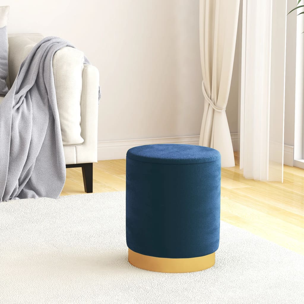 Hocker met opbergruimte rond fluweel 31 x 37 cm blauw is nu te koop bij PeponiXL, paradijselijk wonen!