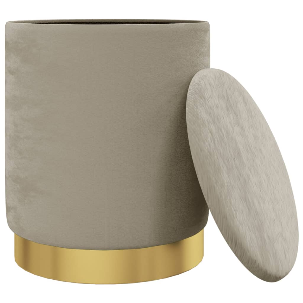 Hocker met opbergruimte rond fluweel 31 x 37 cm donkergrijs is nu te koop bij PeponiXL, paradijselijk wonen!