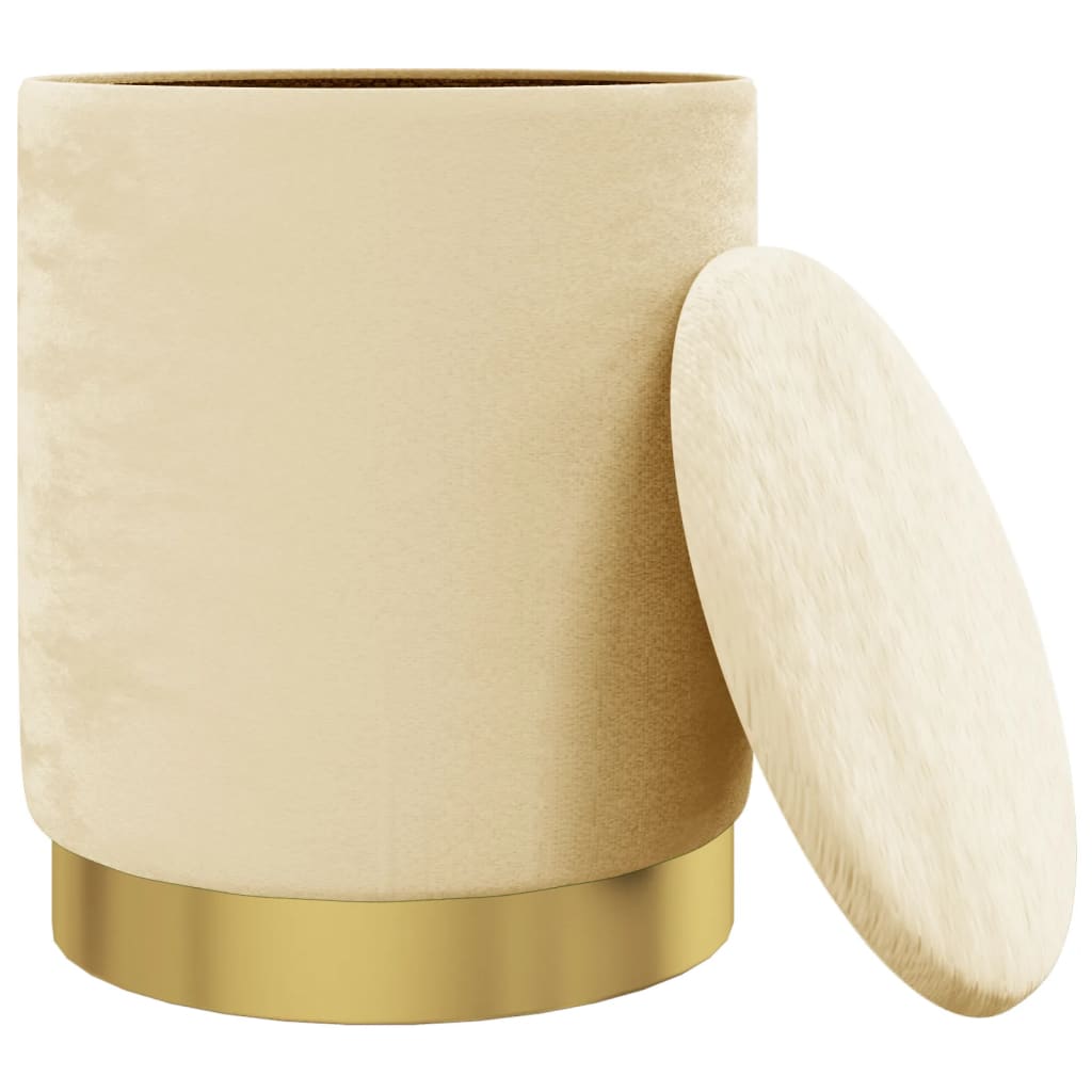 Hocker met opbergruimte rond fluweel 31 x 37 cm abrikooskleurig is nu te koop bij PeponiXL, paradijselijk wonen!