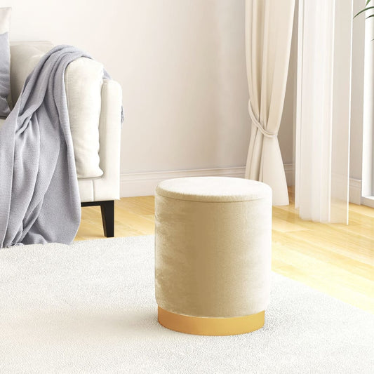 Hocker met opbergruimte rond fluweel 31 x 37 cm abrikooskleurig is nu te koop bij PeponiXL, paradijselijk wonen!