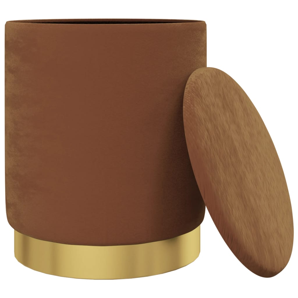 Hocker met opbergruimte rond fluweel 31 x 37 cm bruin is nu te koop bij PeponiXL, paradijselijk wonen!