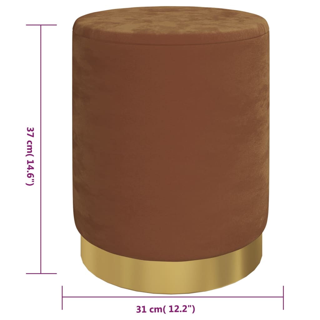Hocker met opbergruimte rond fluweel 31 x 37 cm bruin is nu te koop bij PeponiXL, paradijselijk wonen!