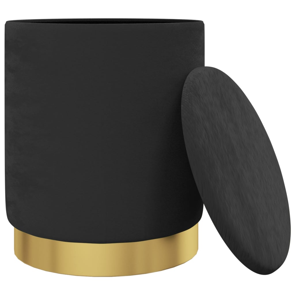 Hocker met opbergruimte rond fluweel 31 x 37 cm zwart is nu te koop bij PeponiXL, paradijselijk wonen!