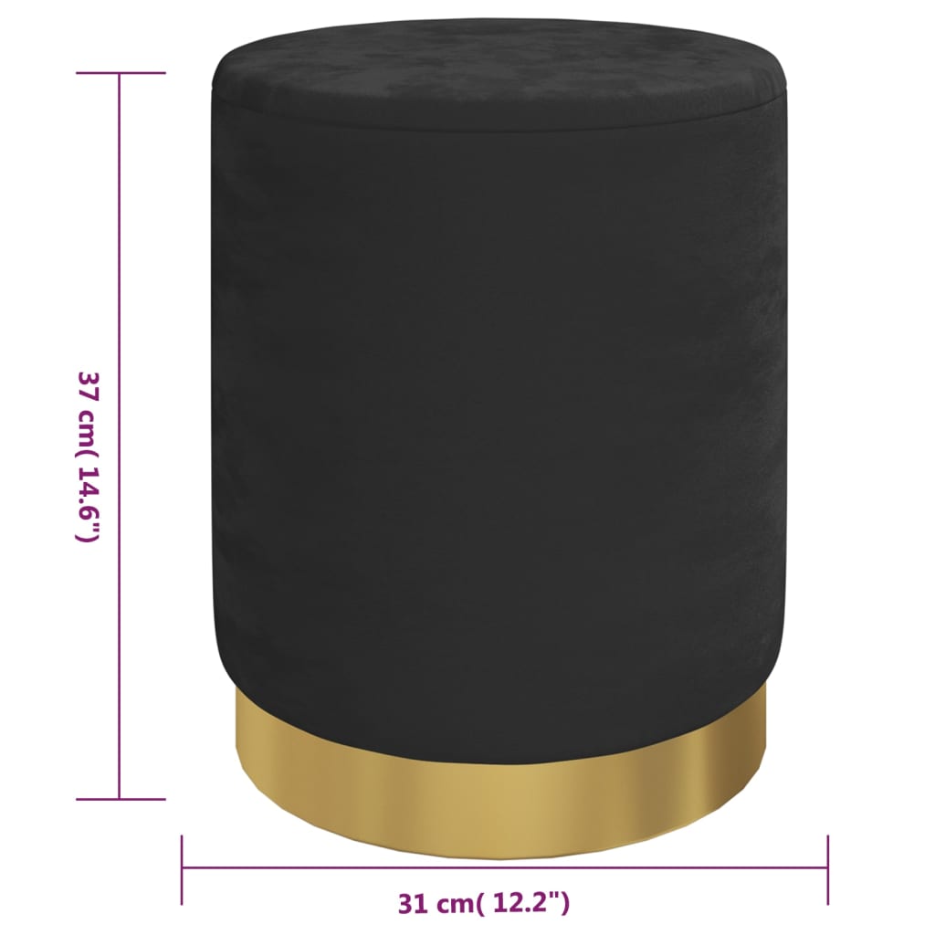 Hocker met opbergruimte rond fluweel 31 x 37 cm zwart is nu te koop bij PeponiXL, paradijselijk wonen!