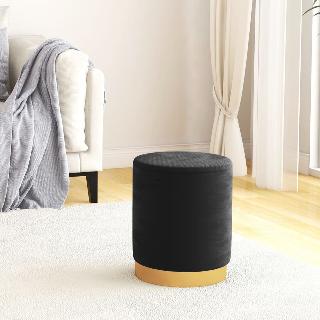 Hocker met opbergruimte rond fluweel 31 x 37 cm zwart is nu te koop bij PeponiXL, paradijselijk wonen!