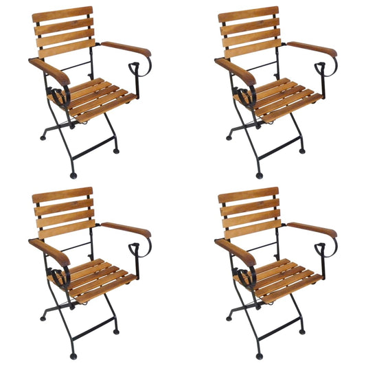 Tuinstoelen inklapbaar 4 st staal en massief acaciahout is nu te koop bij PeponiXL, paradijselijk wonen!