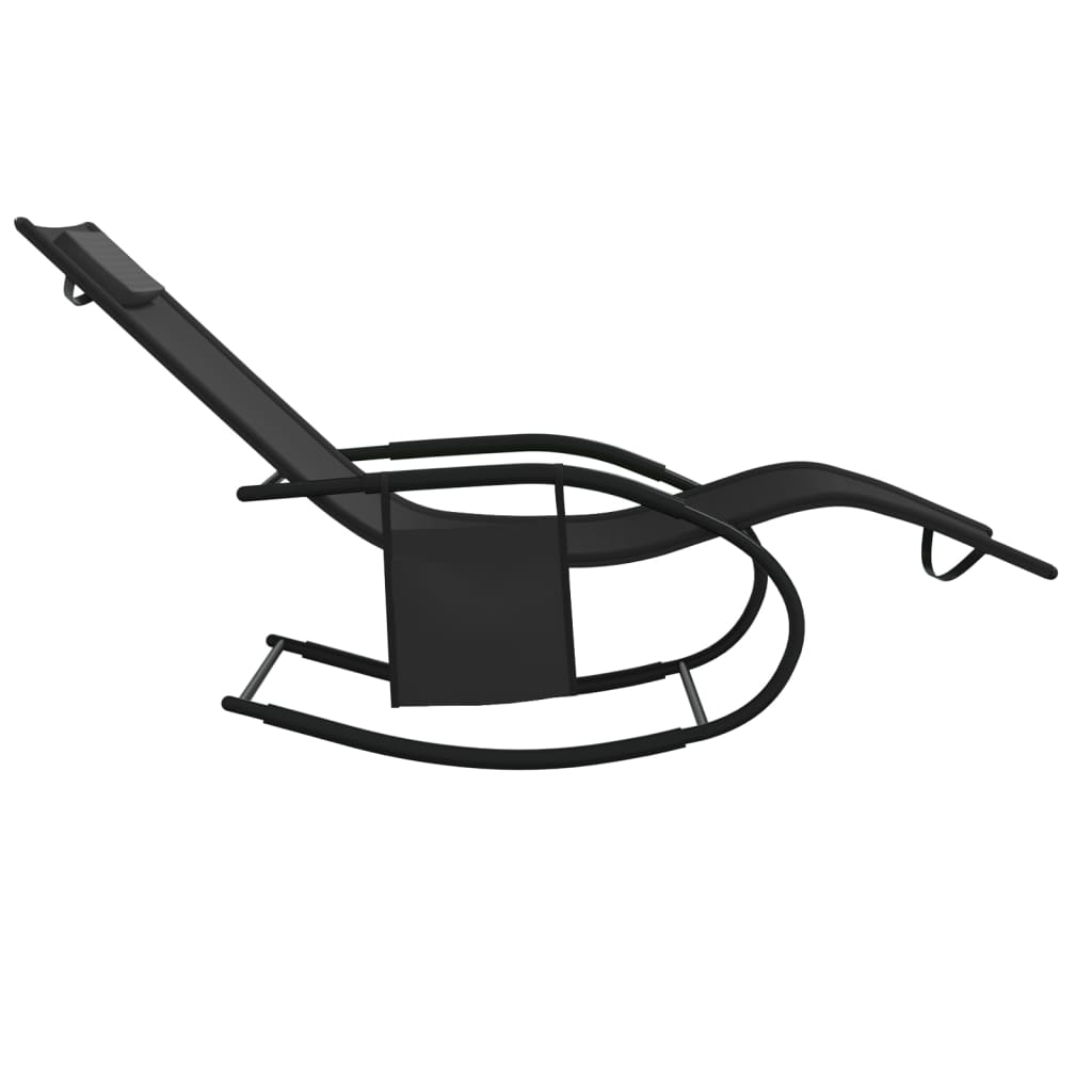 Ligbedden 2 st schommelend staal en textileen zwart is nu te koop bij PeponiXL, paradijselijk wonen!