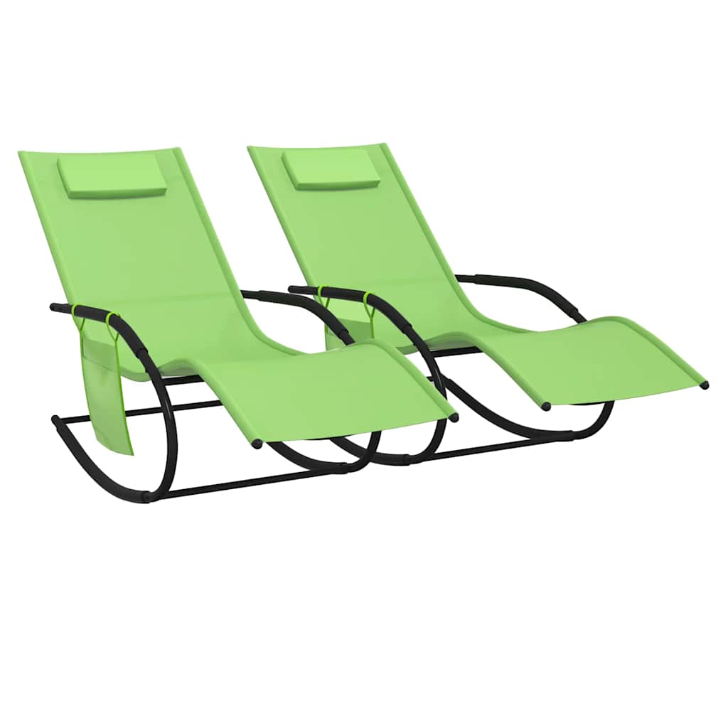 Ligbedden 2 st schommelend staal en textileen groen is nu te koop bij PeponiXL, paradijselijk wonen!