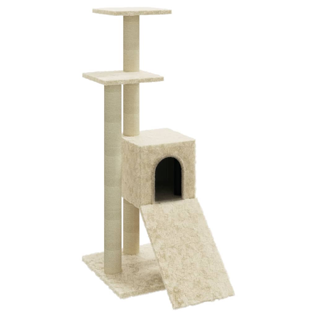Kattenmeubel met sisal krabpalen 92 cm crèmekleurig is nu te koop bij PeponiXL, paradijselijk wonen!