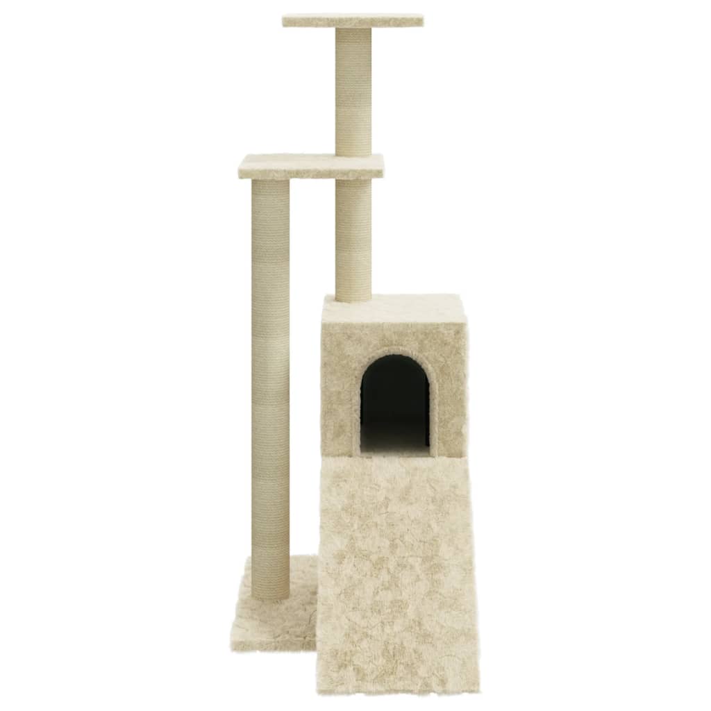 Kattenmeubel met sisal krabpalen 92 cm crèmekleurig is nu te koop bij PeponiXL, paradijselijk wonen!