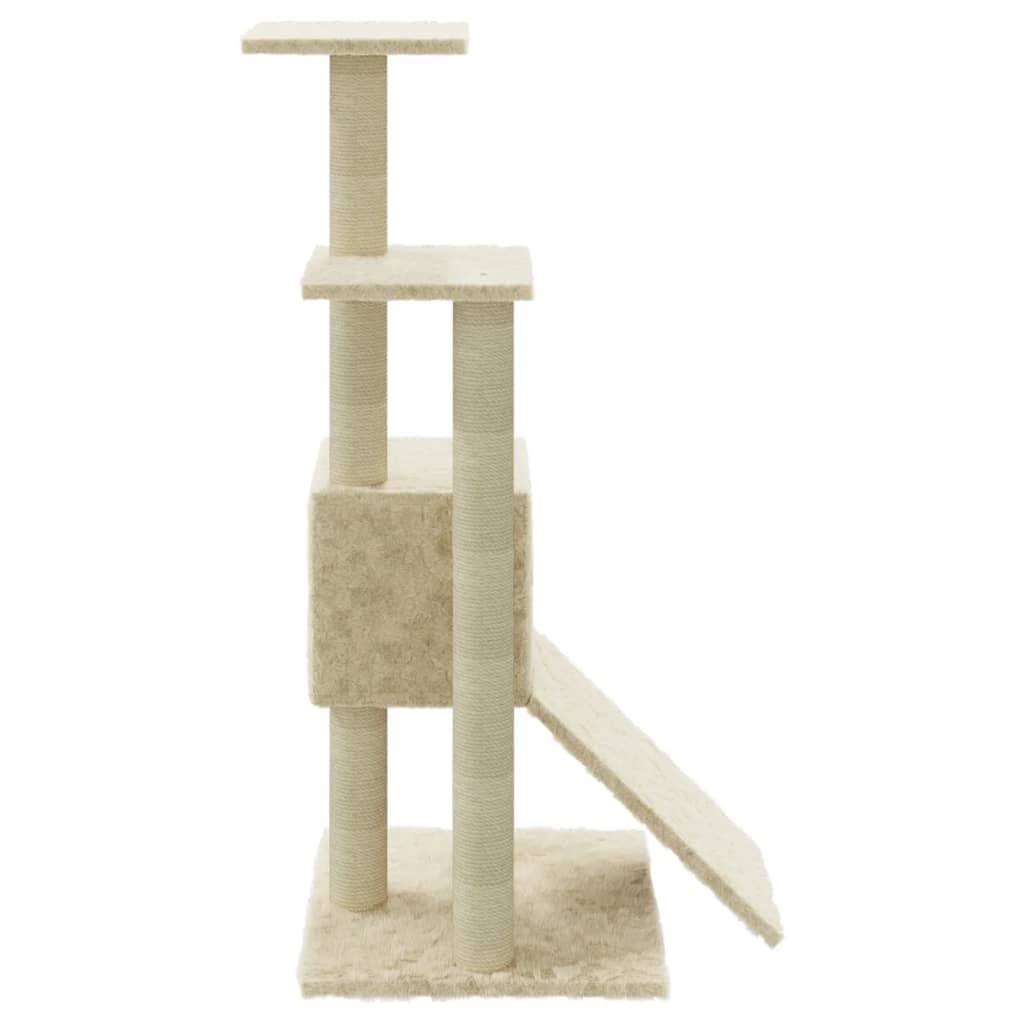 Kattenmeubel met sisal krabpalen 92 cm crèmekleurig is nu te koop bij PeponiXL, paradijselijk wonen!