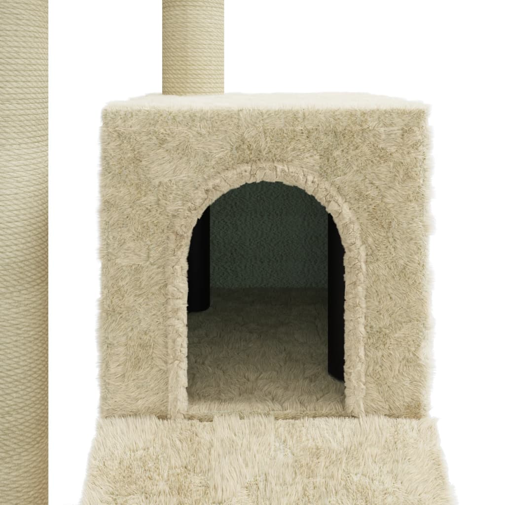 Kattenmeubel met sisal krabpalen 92 cm crèmekleurig is nu te koop bij PeponiXL, paradijselijk wonen!