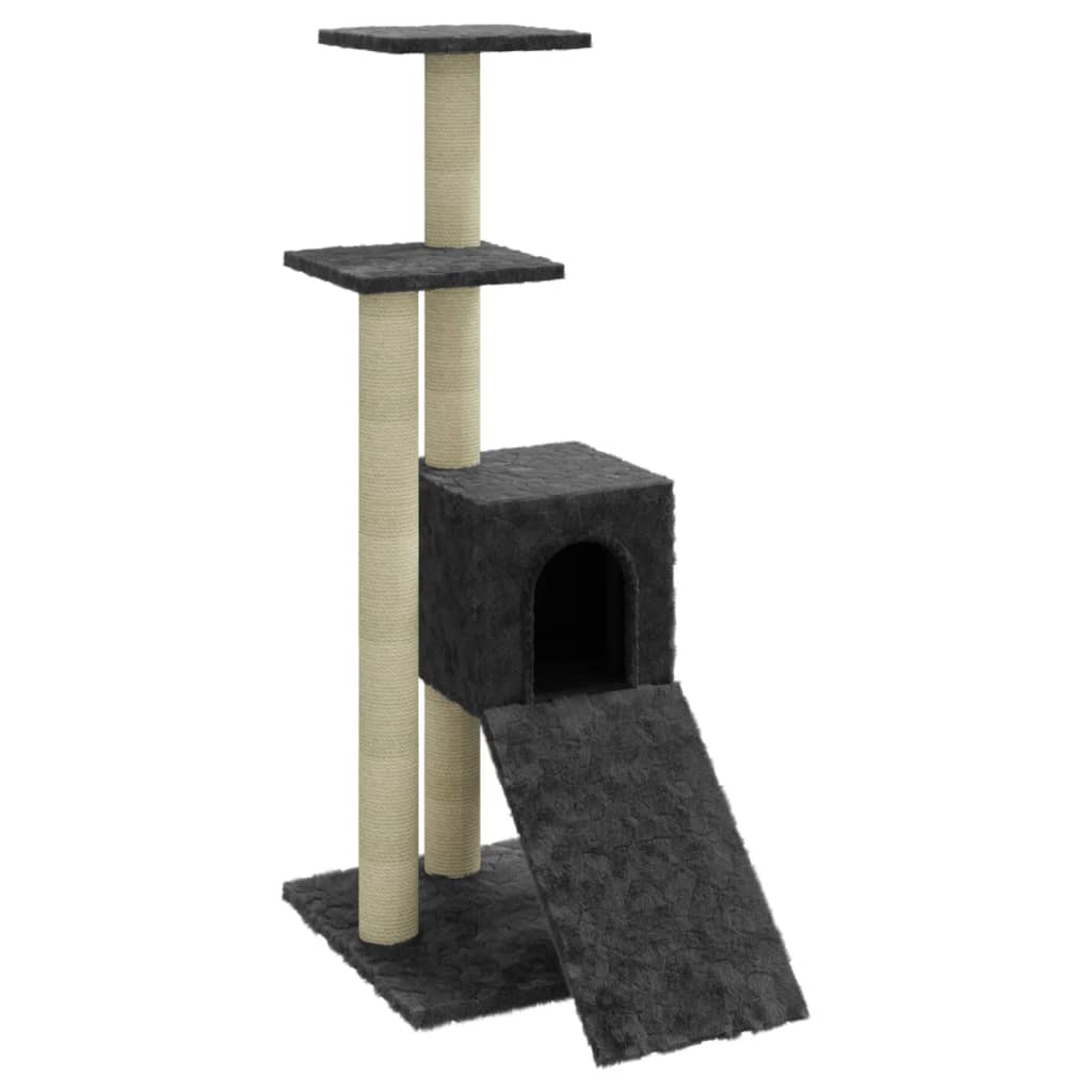 Kattenmeubel met sisal krabpalen 92 cm donkergrijs is nu te koop bij PeponiXL, paradijselijk wonen!