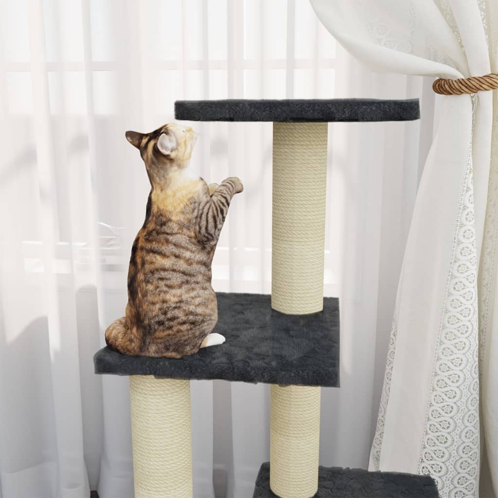 Kattenmeubel met sisal krabpalen 92 cm donkergrijs is nu te koop bij PeponiXL, paradijselijk wonen!