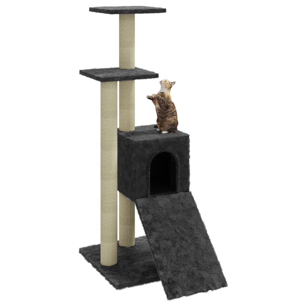 Kattenmeubel met sisal krabpalen 92 cm donkergrijs is nu te koop bij PeponiXL, paradijselijk wonen!