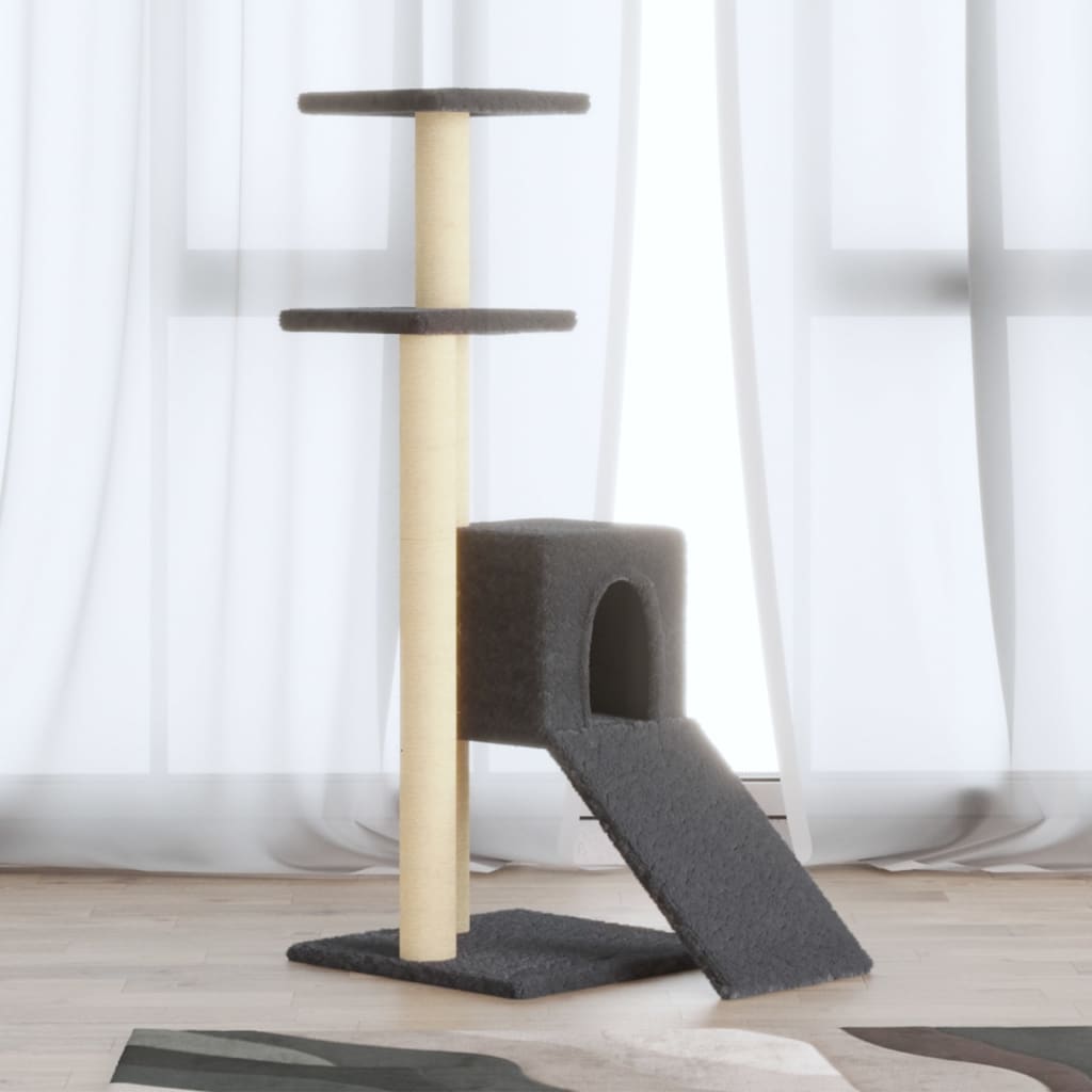Kattenmeubel met sisal krabpalen 92 cm donkergrijs is nu te koop bij PeponiXL, paradijselijk wonen!