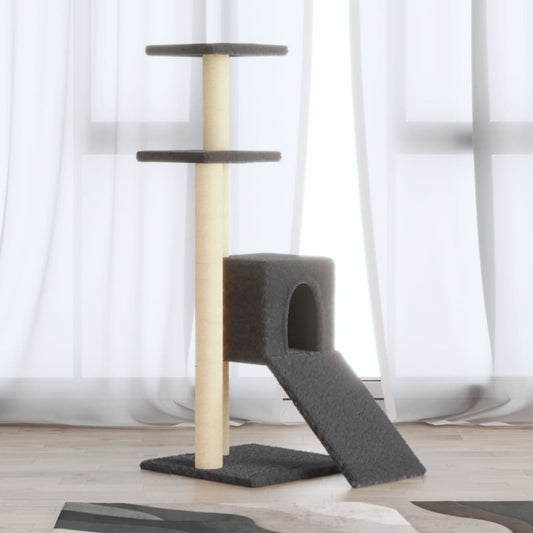 Kattenmeubel met sisal krabpalen 92 cm donkergrijs is nu te koop bij PeponiXL, paradijselijk wonen!