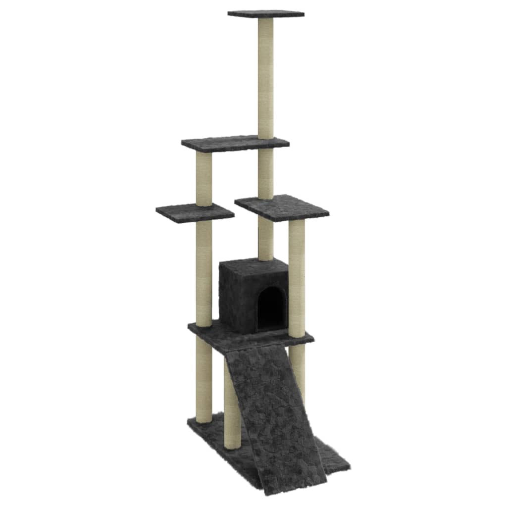 Kattenmeubel met sisal krabpalen 155 cm donkergrijs is nu te koop bij PeponiXL, paradijselijk wonen!