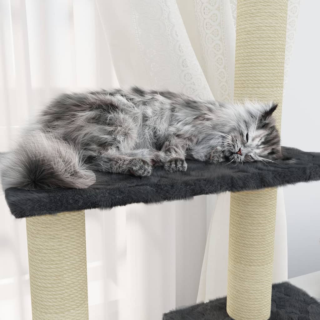 Kattenmeubel met sisal krabpalen 155 cm donkergrijs is nu te koop bij PeponiXL, paradijselijk wonen!