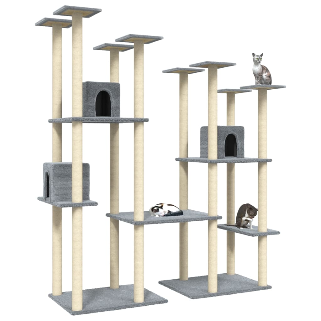Kattenmeubel met sisal krabpalen 174 cm lichtgrijs is nu te koop bij PeponiXL, paradijselijk wonen!