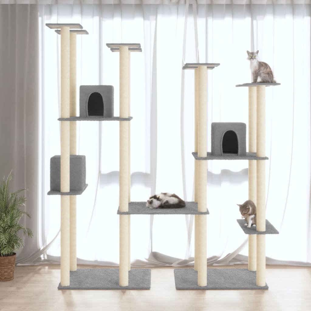 Kattenmeubel met sisal krabpalen 174 cm lichtgrijs is nu te koop bij PeponiXL, paradijselijk wonen!