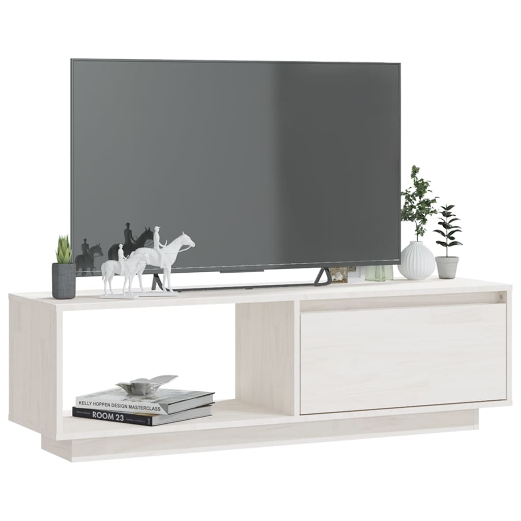Tv-meubel 110x30x33,5 cm massief grenenhout wit is nu te koop bij PeponiXL, paradijselijk wonen!