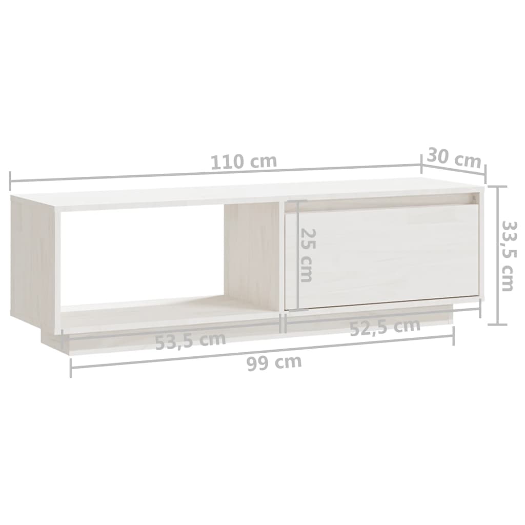 Tv-meubel 110x30x33,5 cm massief grenenhout wit is nu te koop bij PeponiXL, paradijselijk wonen!