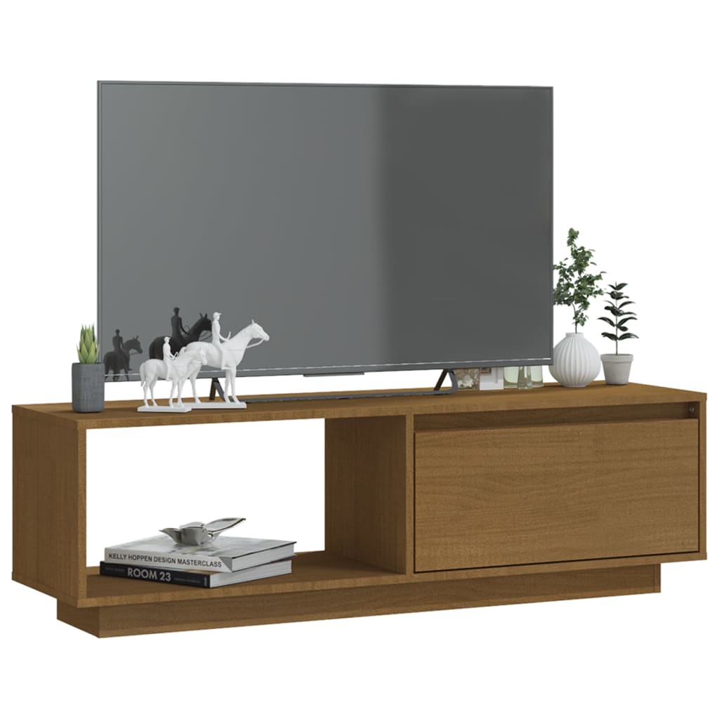 Tv-meubel 110x30x33,5 cm massief grenenhout honingbruin is nu te koop bij PeponiXL, paradijselijk wonen!