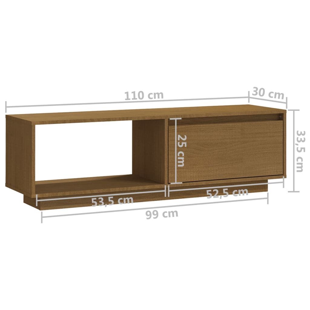 Tv-meubel 110x30x33,5 cm massief grenenhout honingbruin is nu te koop bij PeponiXL, paradijselijk wonen!