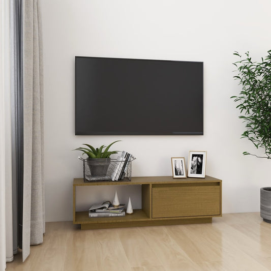 Tv-meubel 110x30x33,5 cm massief grenenhout honingbruin is nu te koop bij PeponiXL, paradijselijk wonen!