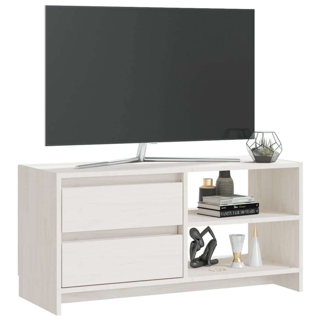 Tv-meubel 80x31x39 cm massief grenenhout wit is nu te koop bij PeponiXL, paradijselijk wonen!