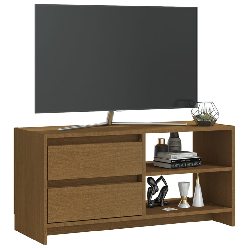 Tv-meubel 80x31x39 cm massief grenenhout honingbruin is nu te koop bij PeponiXL, paradijselijk wonen!