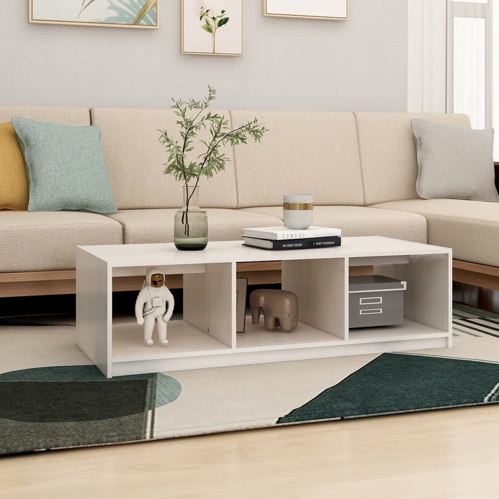 Salontafel 110x50x34 cm massief grenenhout wit is nu te koop bij PeponiXL, paradijselijk wonen!