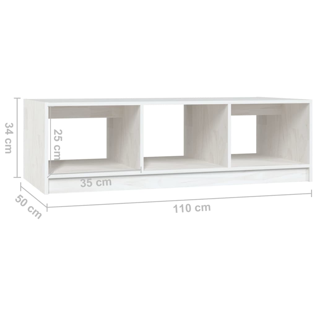 Salontafel 110x50x34 cm massief grenenhout wit is nu te koop bij PeponiXL, paradijselijk wonen!