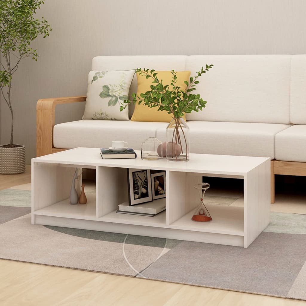 Salontafel 110x50x34 cm massief grenenhout wit is nu te koop bij PeponiXL, paradijselijk wonen!